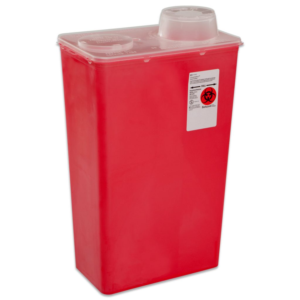 Image of Covidien Sharps-A-Gator™ Sharps Container with Vertical Drop Lid
