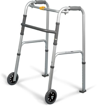 Image of AMG Medical Airgo® Folding Walker with Wheels and Airgo® Walking Glides