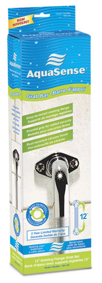 Image of AMG Medical AquaSense® Knurled Chrome Grab Bar with Rotating Flange