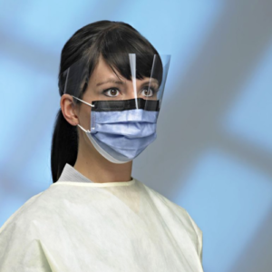 Image of 4-Ply Procedure Earloop Mask with Anti Fog Shield – ASTM Level 3, Blue