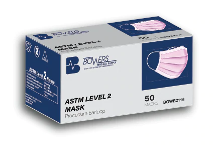 Image of Bowers Procedure Earloop Mask Pink (ASTM Level 2)