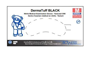 Image of Bowers DermaTUFF Black Nitrile Examination Gloves